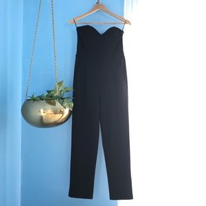 Express strapless jumpsuit w/ gold toned zip